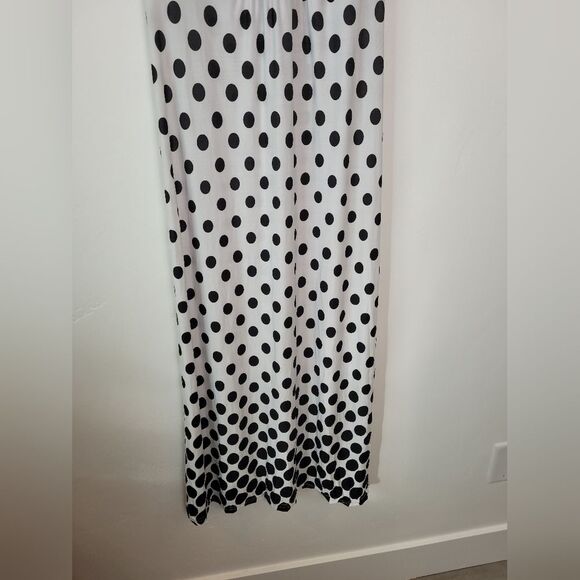 Blue Papaya Maxi Dress Polka Dot Black White Pinup Empire Waist Modest Small - Picture 7 of 9
